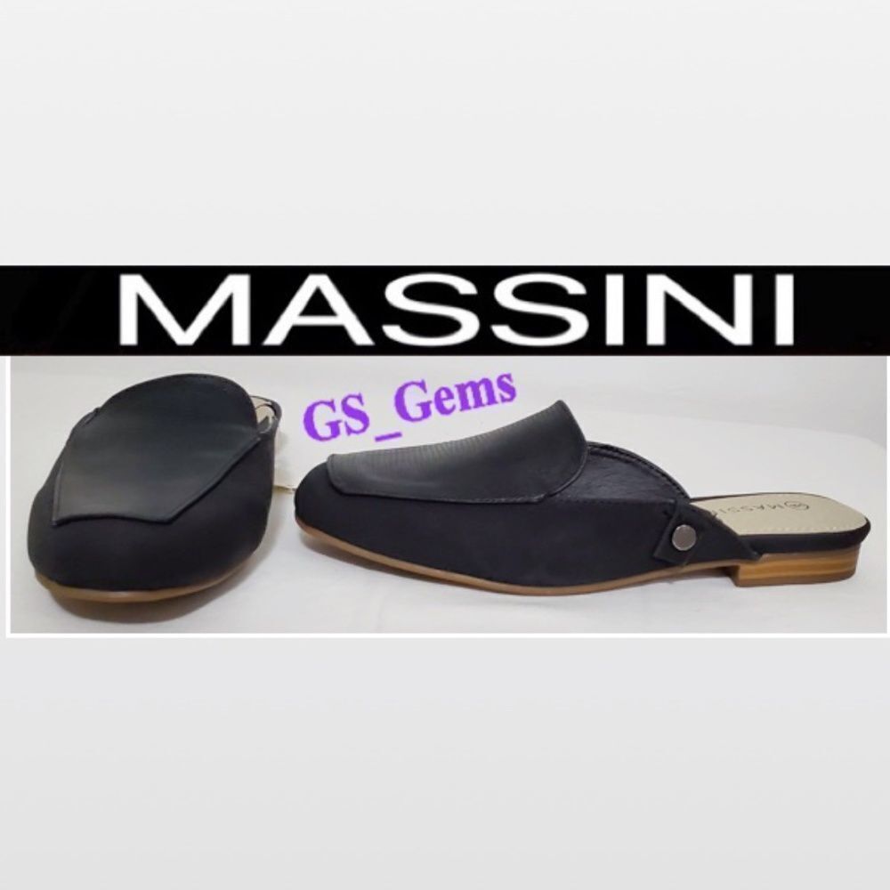 New Massini Shoes Womens Size 6 Black Mule Slip On Slides Casual Textured NWT